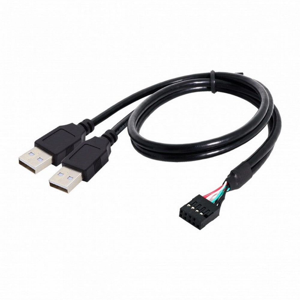 Motherboard 9Pin 10Pin Female Housing to Dual USB 2.0 Male Type-A Cable 50cm U2-128