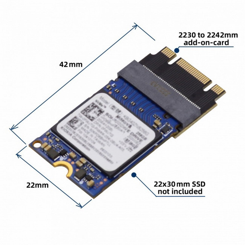 NGFF B+M Key NVME M-Key 22x30mm to 22x42mm Male to Female Extension Adapter Compatible with Legion Go ThinkPad 2230 2242 SSD SA-047