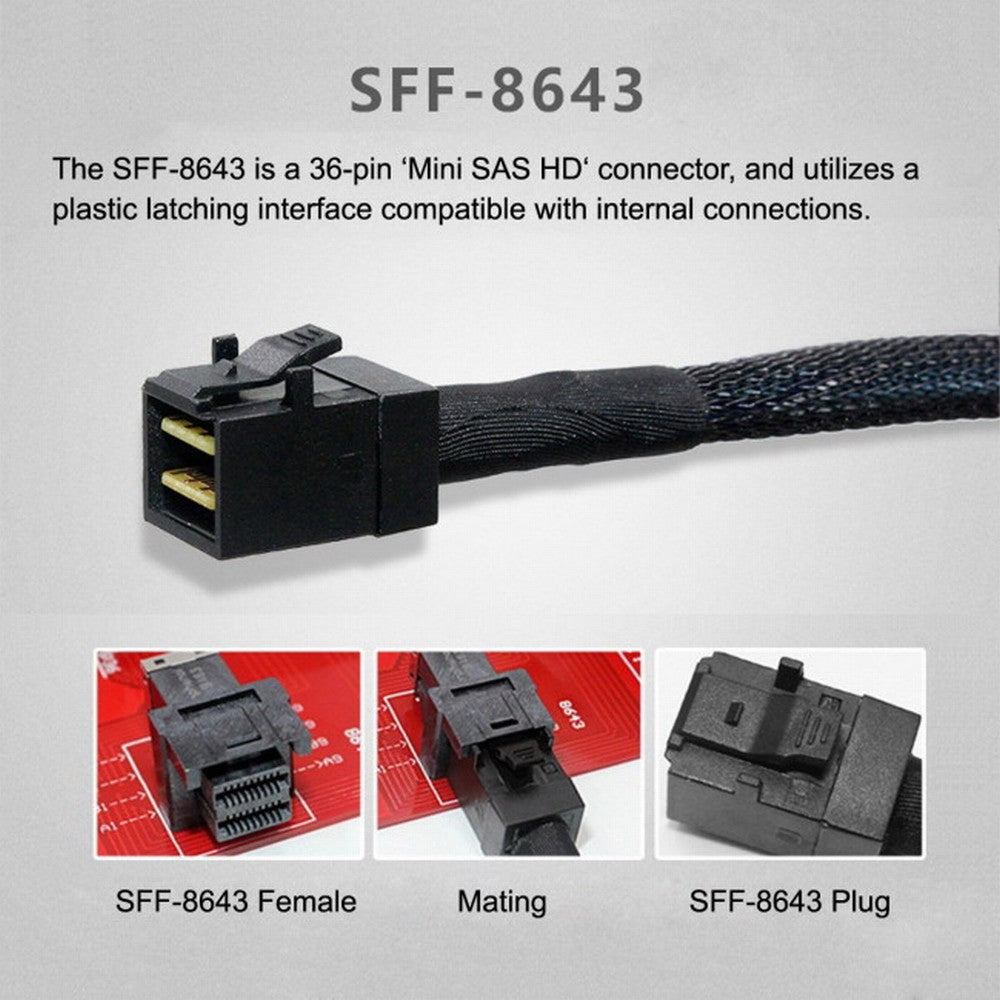 Internal Mini SAS HD SFF-8643 to Mini SAS High Density HD SFF-8643 Data Server Disk Raid Cable 50cm SF-068