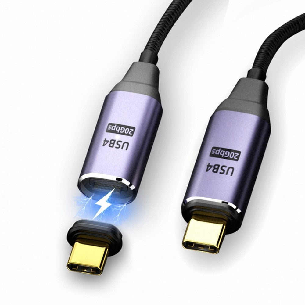 Magnetic Connector USB4 Cable 20Gbps Male to Male with 100W Charging and 8K@60Hz 5K@60Hz USB4.0 UC-034-BK-2.0M