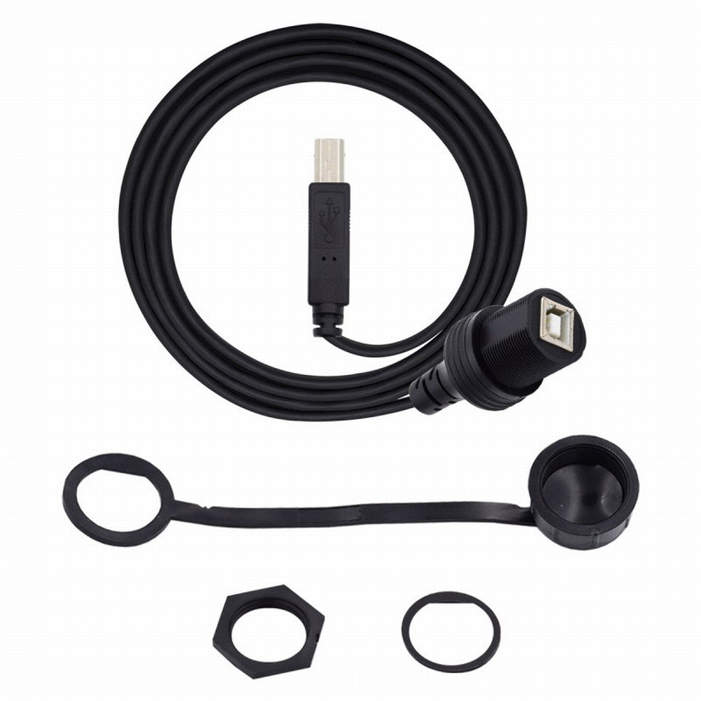 1m Waterproof Dustproof 480Mbps USB2.0 Standard B Type Male to Female Extension Data Power Cable Car Panel Mount Design U2-022-1.0M