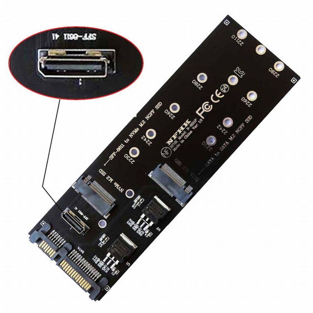 Oculink SFF-8612 8611 to U.2 Kit M-Key to NVME PCIe SSD and NGFF to SATA Adapter for Mainboard SF-055