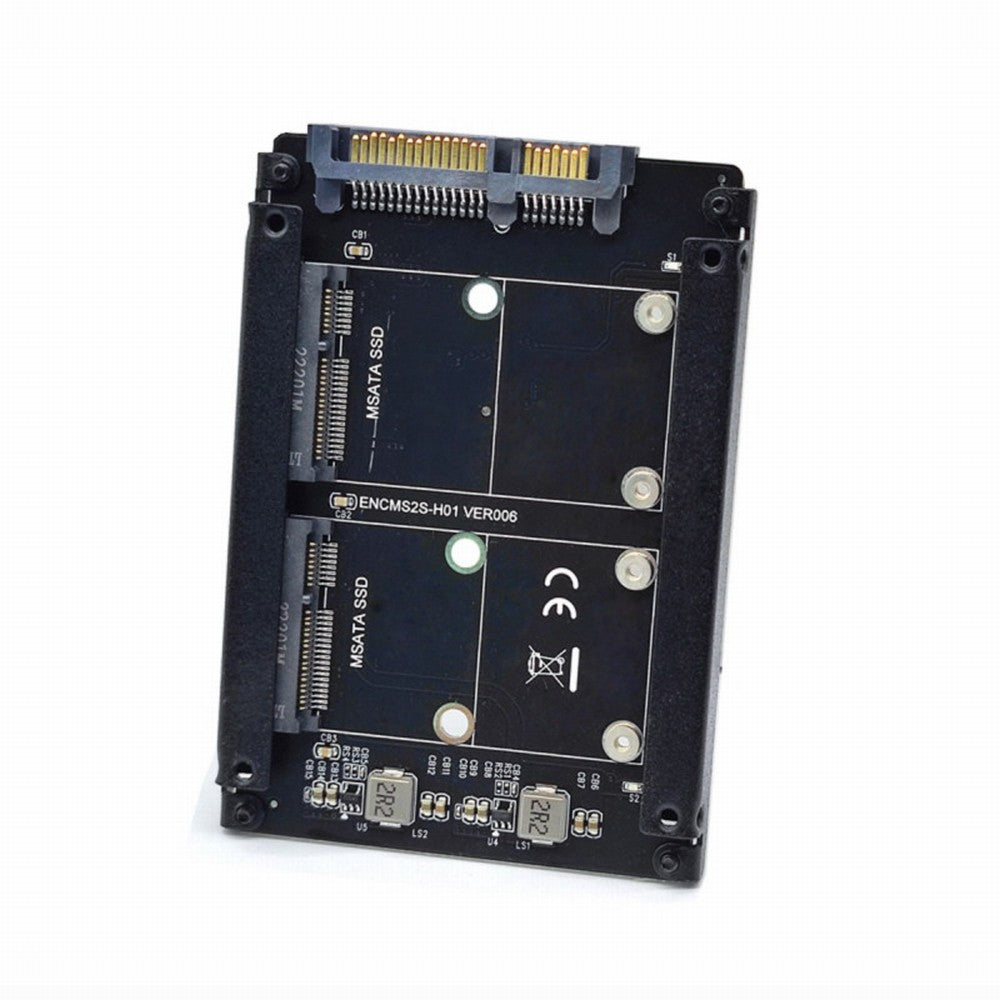Dual MSATA Mini-SATA SSD Card JBOD Raid0 Span Bridge to 2.5inch SATA Combo HDD Disk Drive Enclosure SA-049