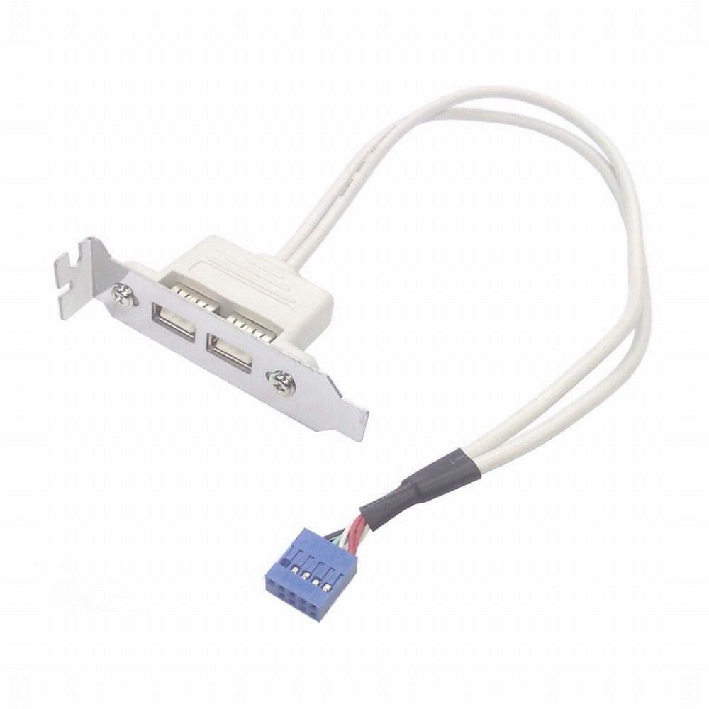Low Profile 8cm Height USB 2.0 Female Back panel to Motherboard 9pin cable with PCI bracket 30cm U2-062