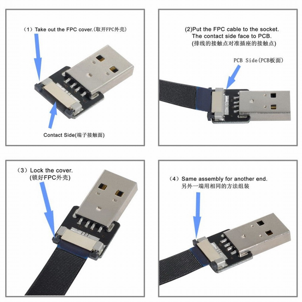 CYFPVUSB USB2.0 Male 90 Degree Down Angled Type-A Connector Socket for FPV HDTV Multicopter Aerial Photography CN-011-DN
