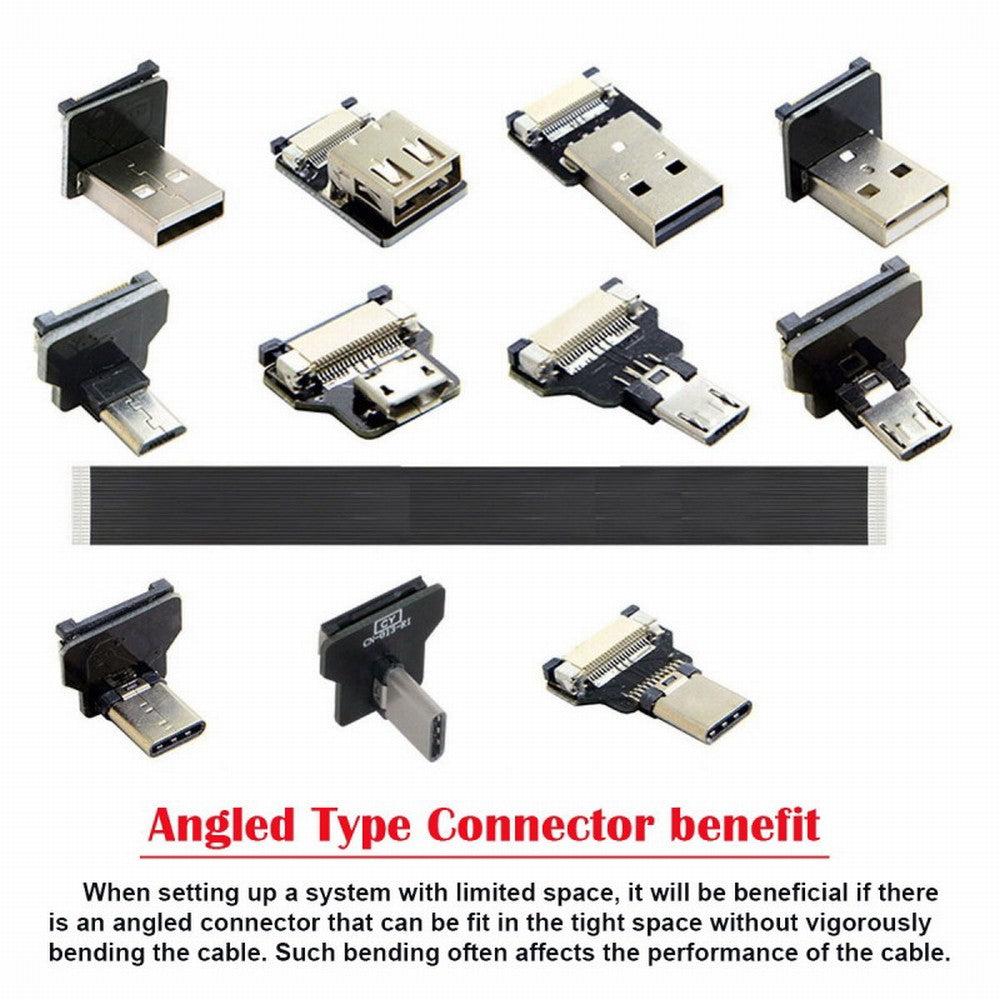 CYFPVUSB Type-C USB-C USB2.0 Male Left Right Angled 90 Degree Connector Socket for FPV HDTV Multicopter Aerial Photography CN-013-RI