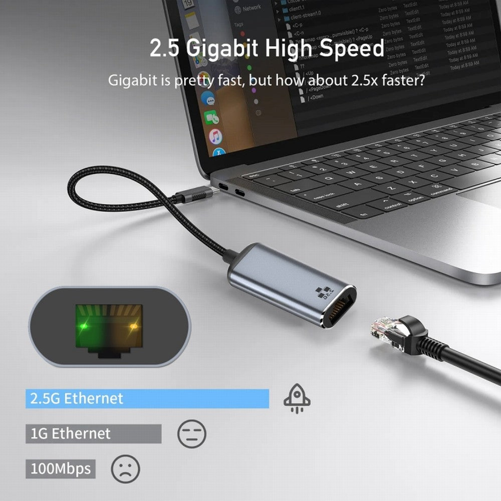USB-C Type-C USB3.1 to 2500Mbps 2.5Gbps GBE Gigabit Ethernet Network LAN Cable Adapter for Laptop UC-006-GBE