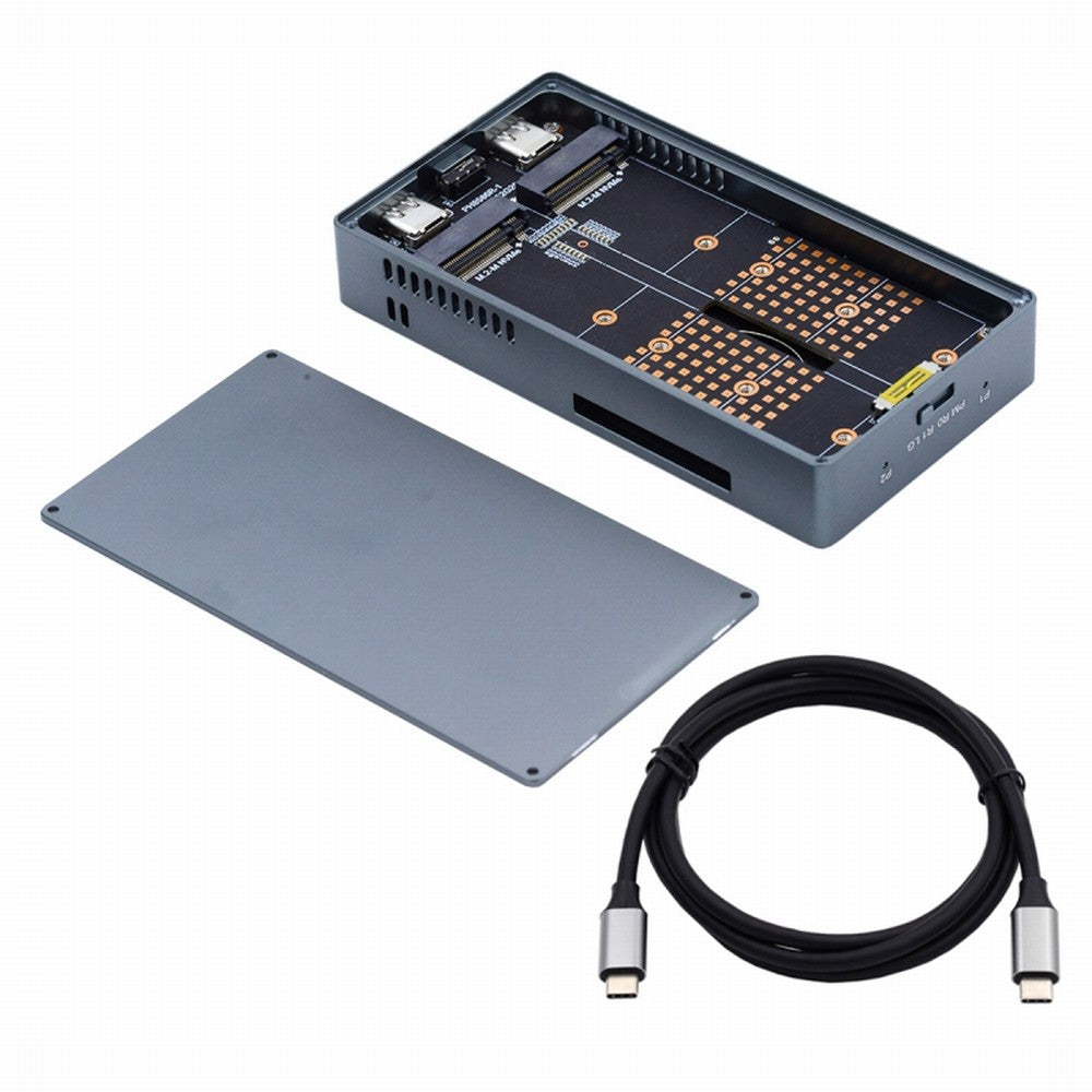 Dual NVME M.2 NGFF M-Key to USB-C Type-C Raid0 Raid1 JBOD Big Enclosure 20Gbps with Fan Raid0 Hyper Adapter UC-031