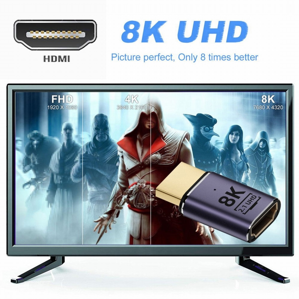 HDMI Male to HDMI 2.1 Female UHD Extension Gold Converter Adapter Support 8K 60hz HDTV HD-011-A8K01