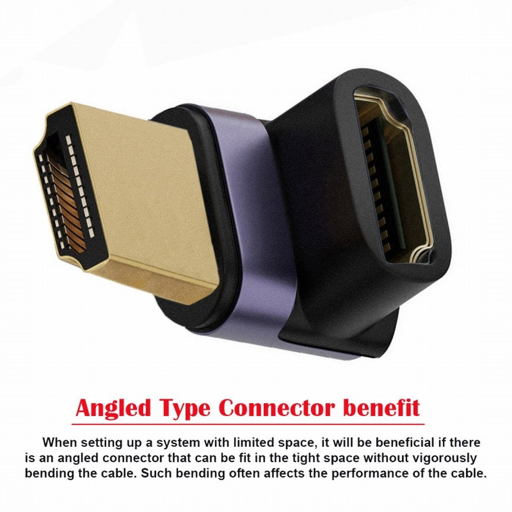 HDMI Male to HDMI 2.1 Female Vertical 90 Degree Up Angled UHD Extension Adapter Support 8K 60hz HDTV HD-011-A8K05