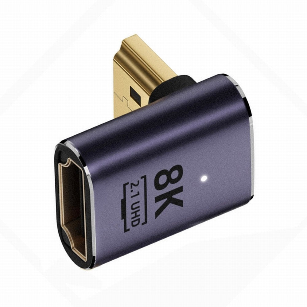 HDMI Male to HDMI 2.1 Female Vertical 90 Degree Down Angled Low Profile UHD Extension Adapter Support 8K 60hz HDTV HD-011-A8K07
