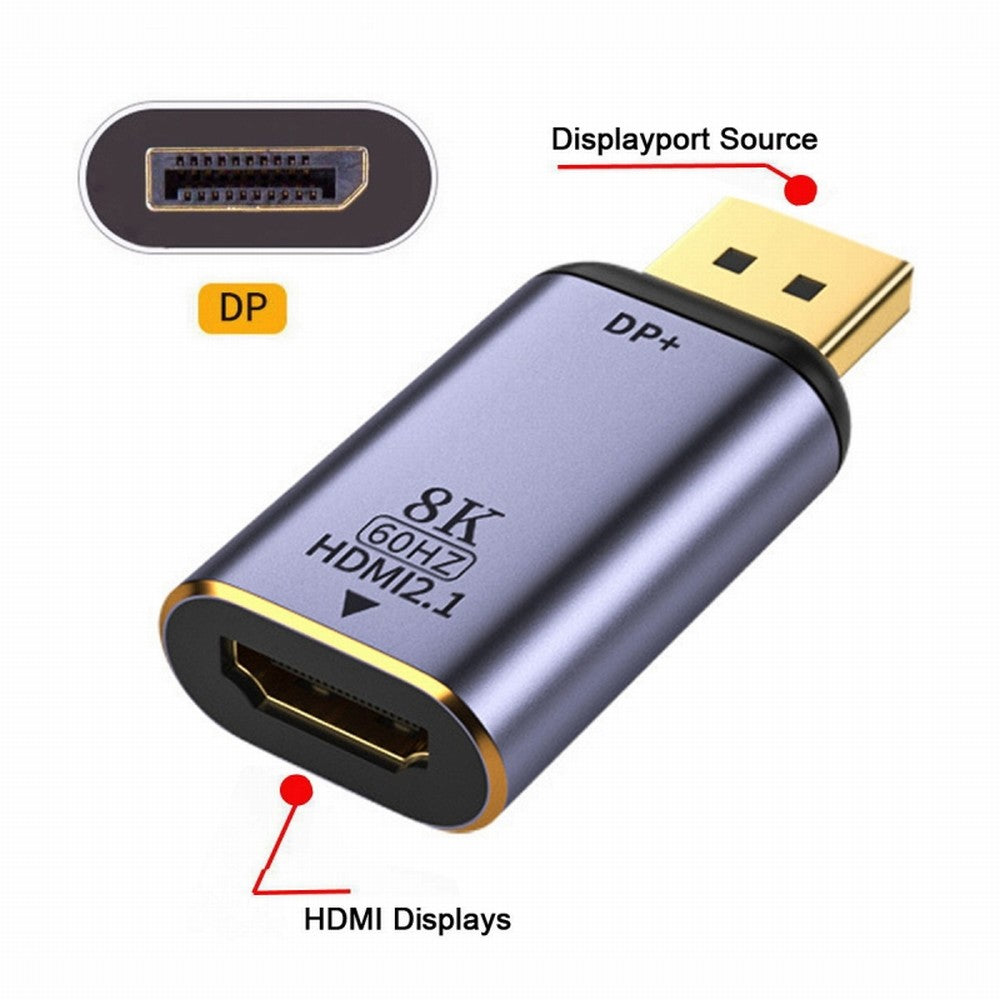 DisplayPort 1.4 Source to HDMI 2.0 Display 8K 60hz UHD 4K DP to HDMI Male Monitor Adapter Connector DP-055-DPF