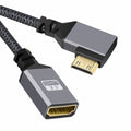 4K Type-C MINI HDMI 1.4 Male 90 Degree Left Angled to HDMI Female Extension Cable for DV MP4 Camera DC Laptop HD-004-LE