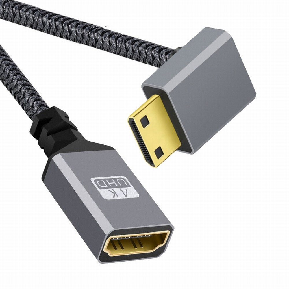 4K Type-C MINI HDMI 1.4 Male 90 Degree Down Angled to HDMI Female Extension Cable for DV MP4 Camera DC Laptop HD-004-DN