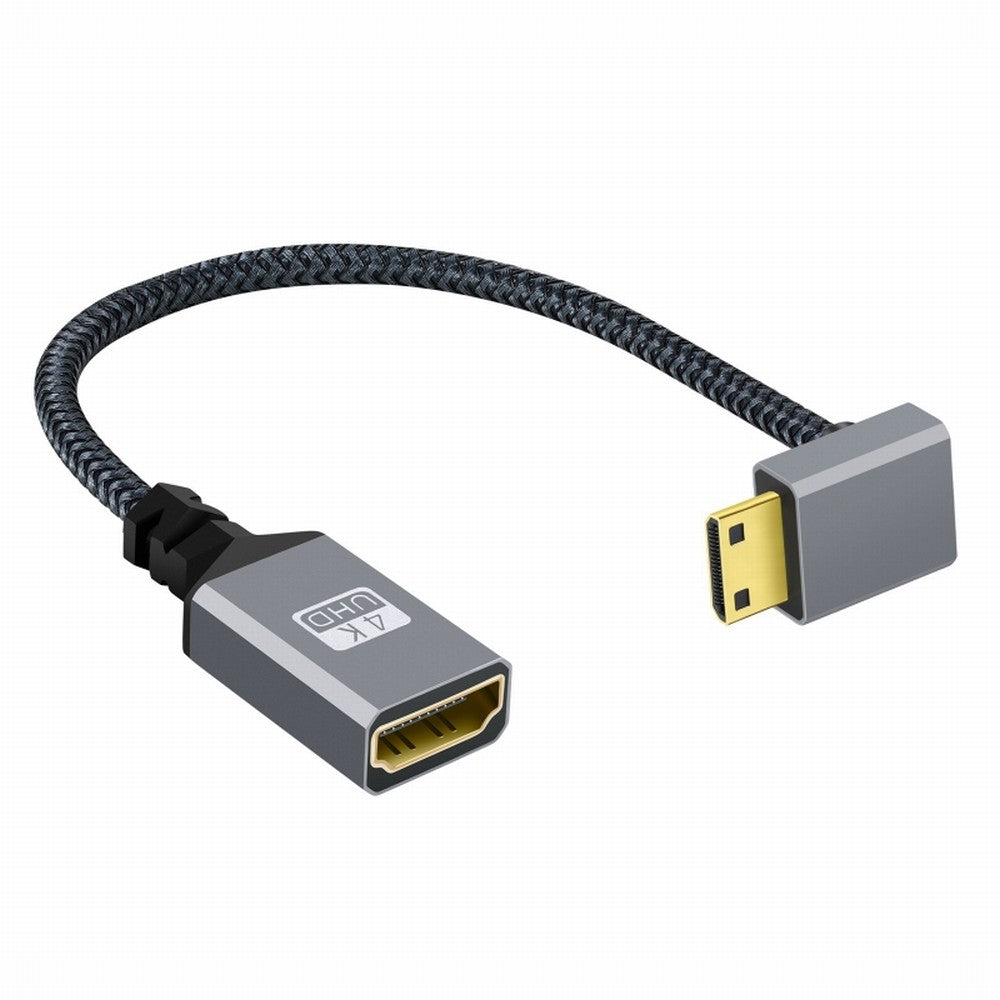 4K Type-C MINI HDMI 1.4 Male 90 Degree Down Angled to HDMI Female Extension Cable for DV MP4 Camera DC Laptop HD-004-DN