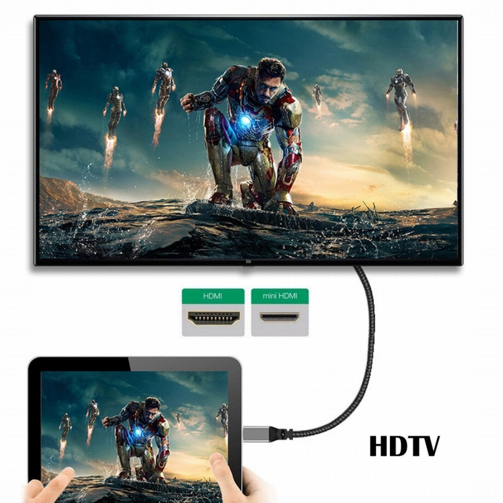 4K Type-C MINI HDMI 1.4 Male 90 Degree Down Angled to HDMI Female Extension Cable for DV MP4 Camera DC Laptop HD-004-DN