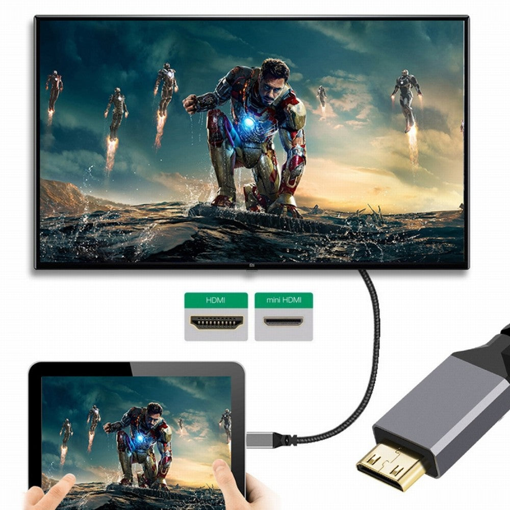 4K Type-C MINI HDMI 1.4 Male 90 Degree Up Angled to HDMI Female Extension Cable for DV MP4 Camera DC Laptop HD-004-UP