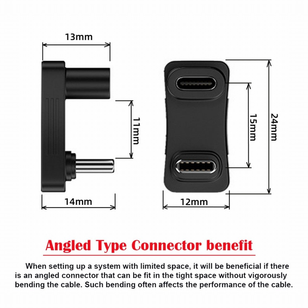 10Gbps USB3.1 Type C Male to Female Power Data Video Adapter Opposite U Shape Back Angled Compatible with Steam Deck Phone Laptop UC-068-OS