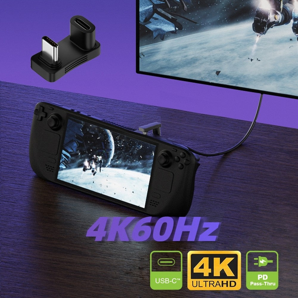 10Gbps USB3.1 Type C Male to Female Power Data Video Adapter Opposite U Shape Back Angled Compatible with Steam Deck Phone Laptop UC-068-OS