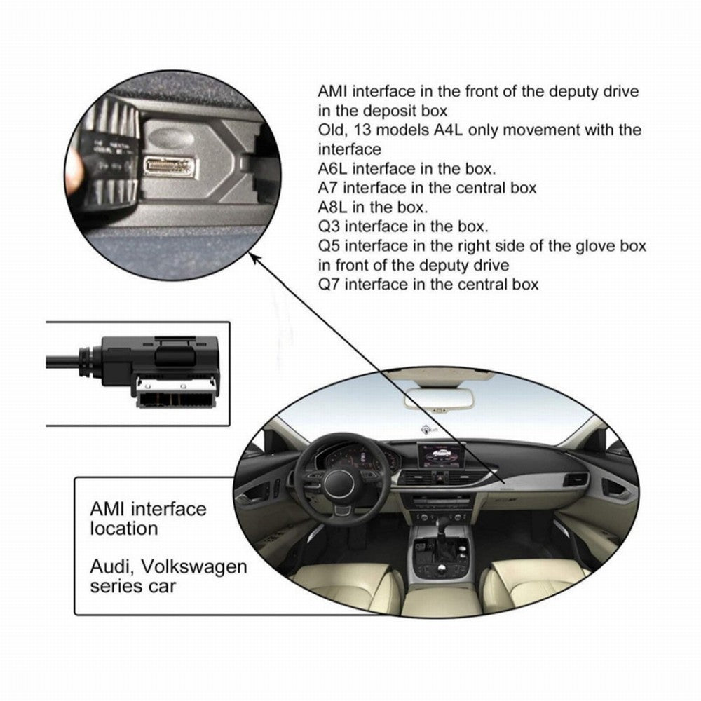 Media In AMI MDI USB AUX Flash Drive Adapter Cable For Car VW AUDI 2014 A4 A6 Q5 Q7 CA-022