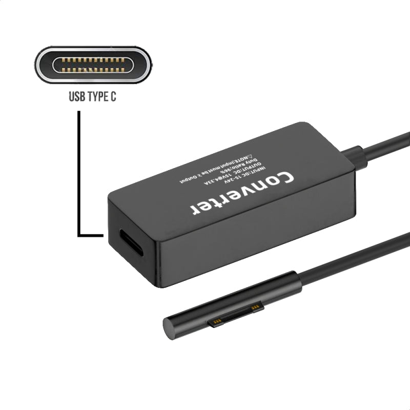 Type-C USB-C Female 65W DC 15V to Surface Pro3 Pro4 Pro5 Pro6 Pro7 Pro8 Pro9 Book Pro Charge Cable PW-016-TYPECF