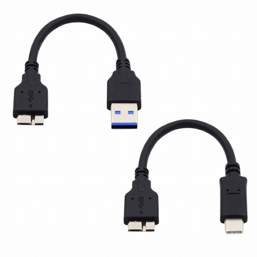2pcs/set USB 3.1 USB-C Type-C to Micro 3.0 and USB 3.0 Type-A Male to Micro 3.0 B Male Disk SSD Data Cable 15cm UC-140