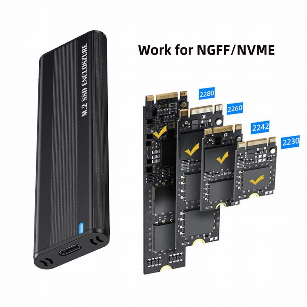 USB 3.0 USB-C Type-C to NVME M-key M.2 NGFF SATA SSD External PCBA Case Enclosure RTL9210B Chipset UC-145