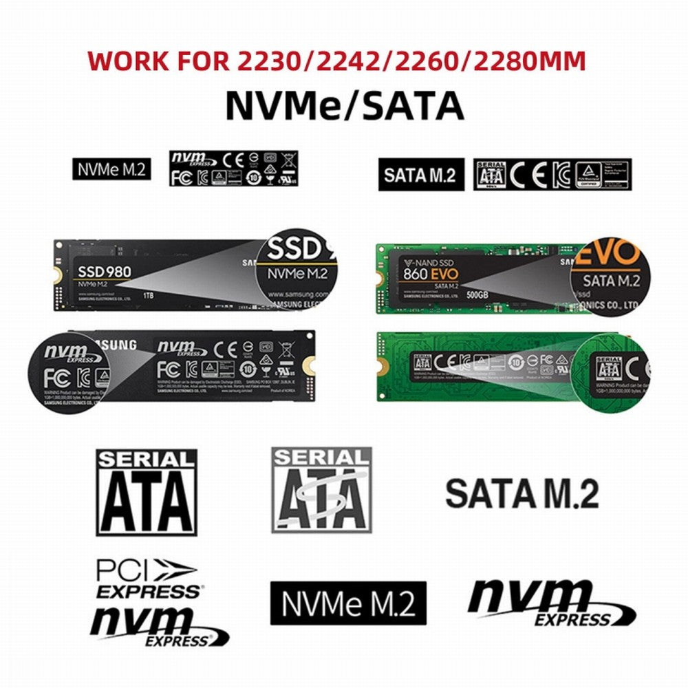 USB 3.0 USB-C Type-C to NVME M-key M.2 NGFF SATA SSD External PCBA Case Enclosure RTL9210B Chipset UC-145