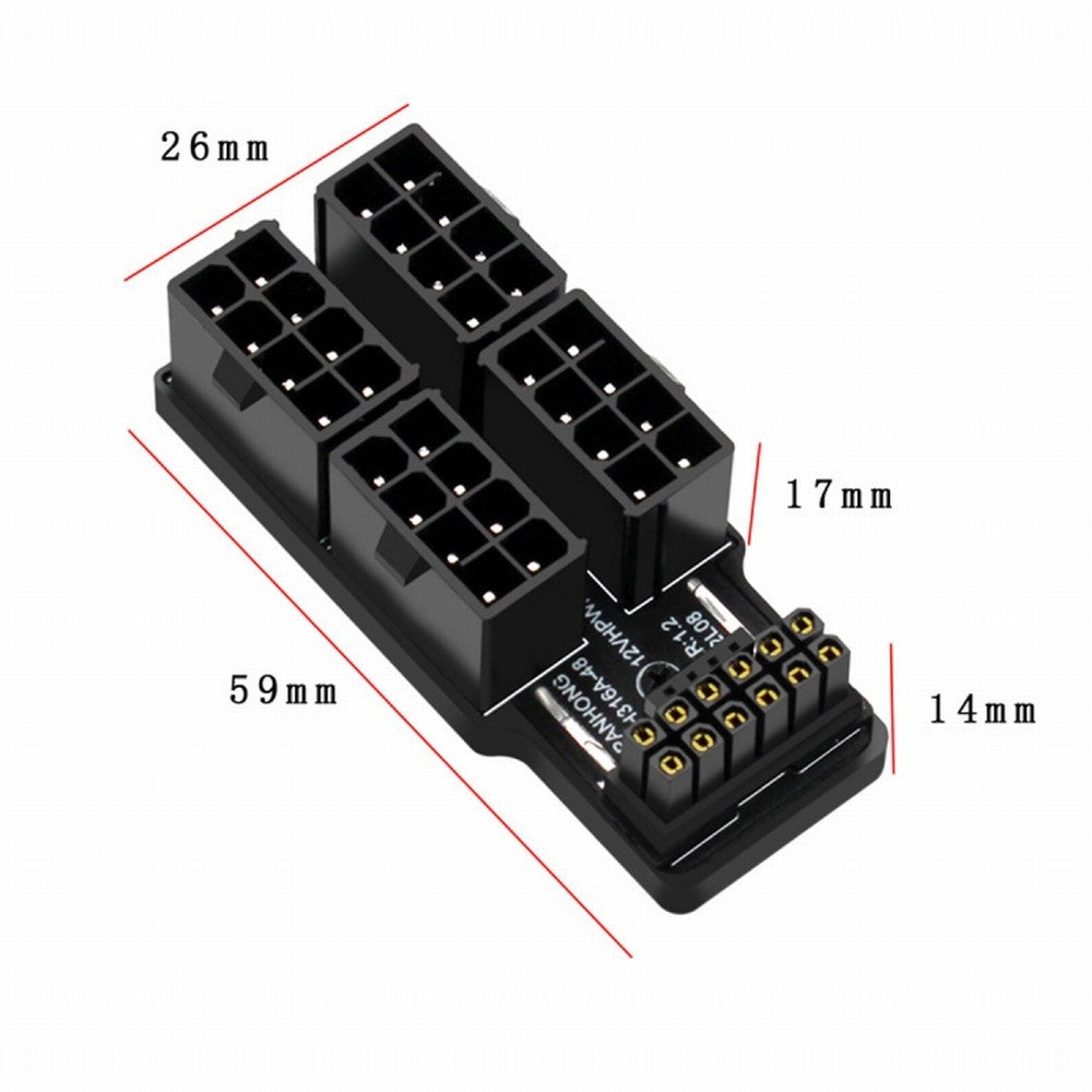 12VHPWR ATX3.0 PCI-E 5.0 Power Modular Adapter to Four ATX 8P Down Angled 90 Degree for 4080 5090TI 16Pin 12+4P Graphics Card PW-044-DN