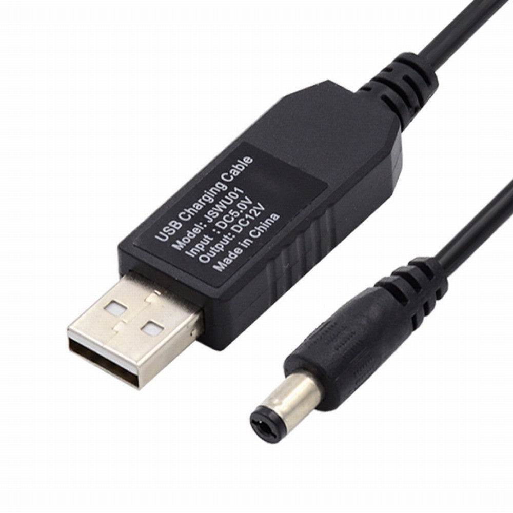 USB 2.0 Type-A DC5V to DC12V 5.5x2.1mm 5.5x2.5mm Voltage Riser Boost Power Plug Barrel Connector Cable 100cm U2-051-5521MM