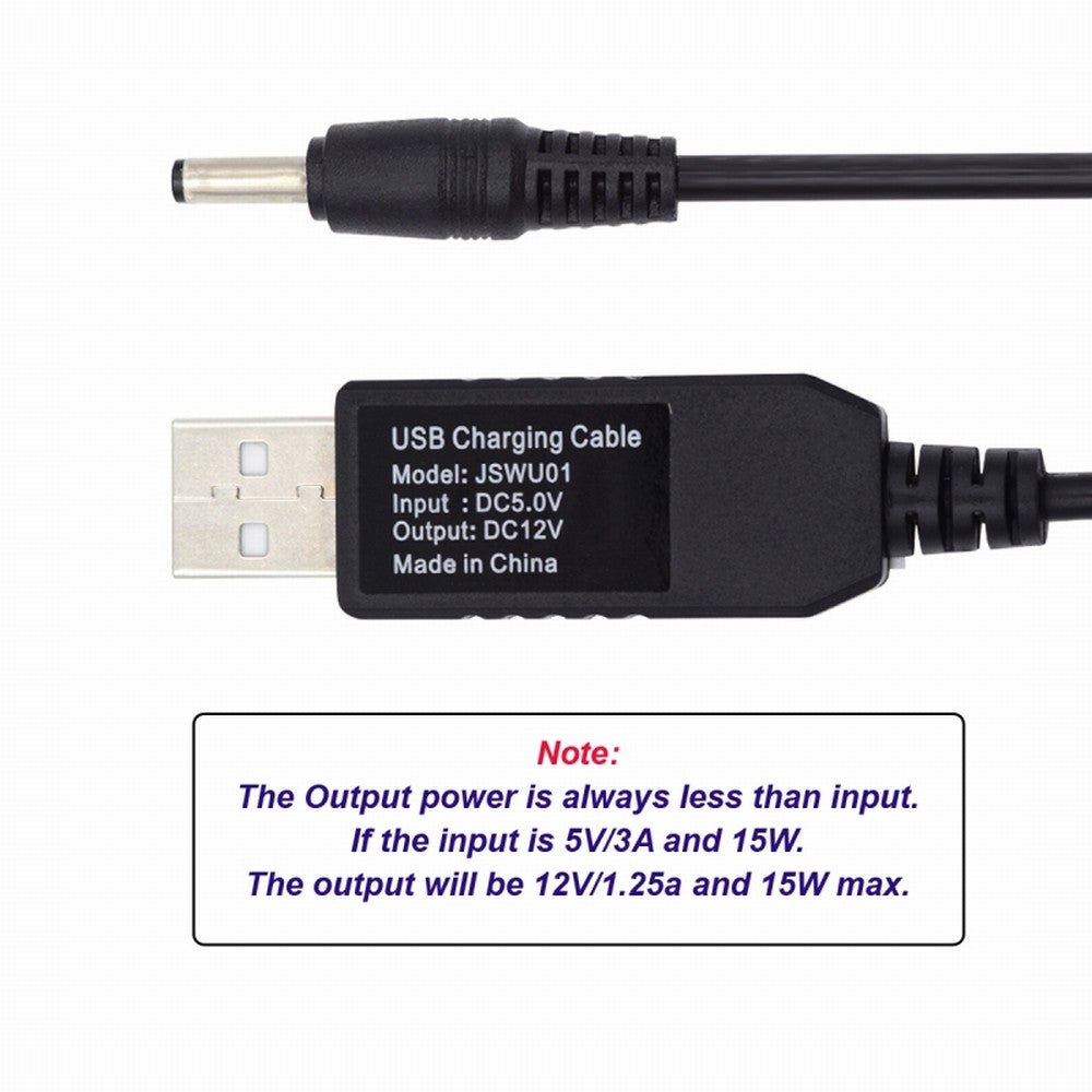 USB 2.0 Type-A DC 5V to DC 12V 3.5x1.3mm Voltage Riser Boost Power Plug Barrel Connector Cable 100cm U2-051-3513MM