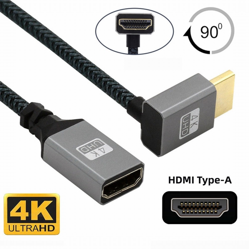HDMI 1.4 Type A Male to A Female Extension Cable Down Angled 90 Degree Support HDTV 4K 60hz 3D HD-061-DN