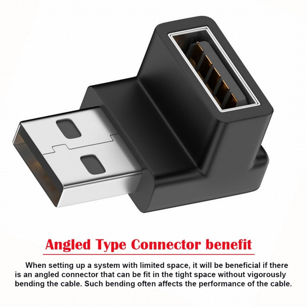 10Gbps USB3.0 Male to Female Extension Power Data Video Adapter 90 Degree Down Angled Type U3-018-DN