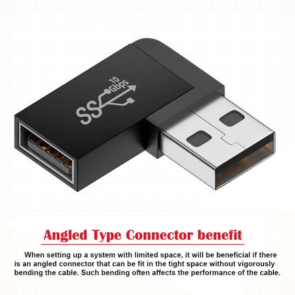 10Gbps USB3.0 Male to Female Extension Power Data Video Adapter 90 Degree Left Angled Type U3-018-LF