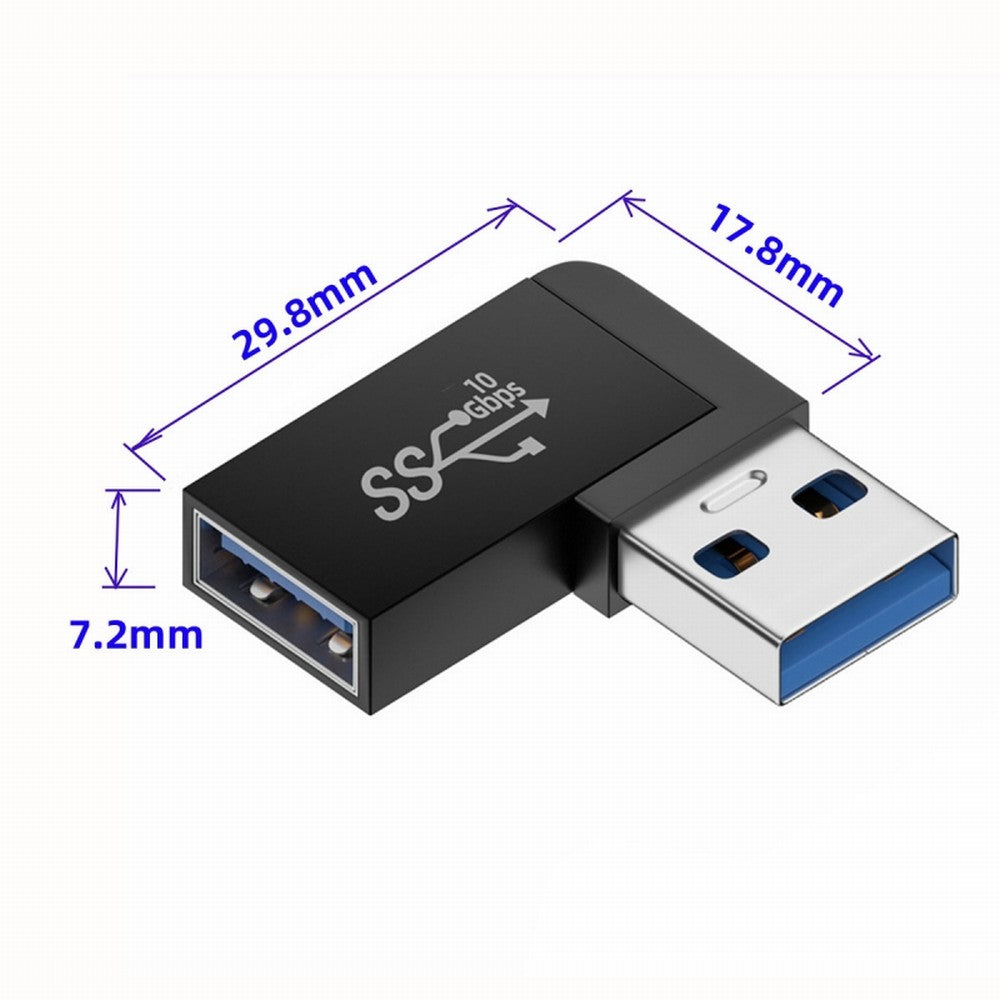 10Gbps USB3.0 Male to Female Extension Power Data Video Adapter 90 Degree Right Angled Type U3-018-RF