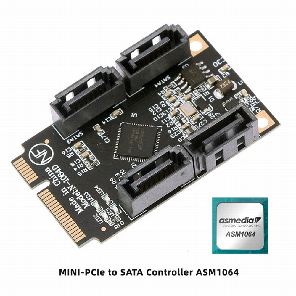Mini PCI-E PCI Express to SATA 3.0 Four Ports Adapter Converter 6Gbps Hard Drive Extension Card for SSD SA-033-4P