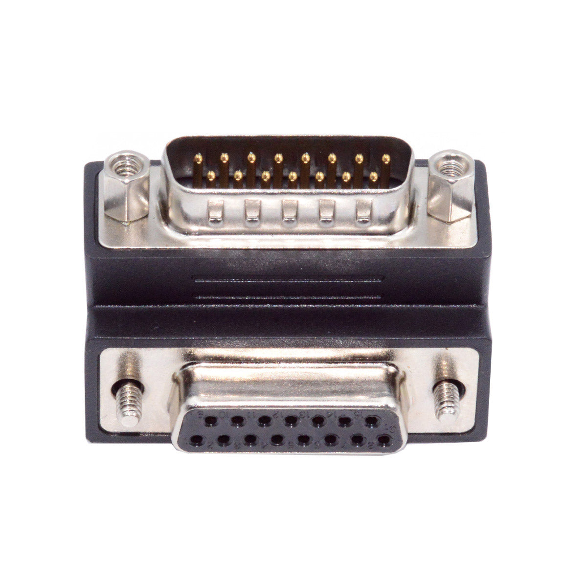 DSUB RS232 D-subminiature 15pin Male Nut to Female Screw Extension Adapter DB Connector Down 90 Degree Angled DB-017-DN