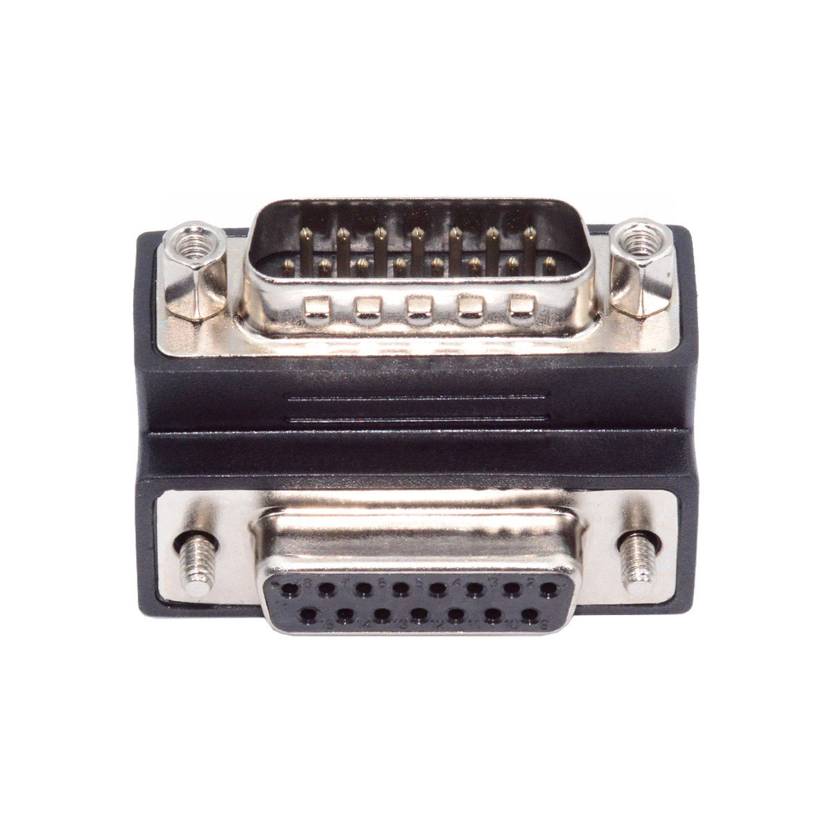 DSUB RS232 D-subminiature 15pin Male Nut to Female Screw Extension Adapter DB Connector Up 90 Degree Angled DB-017-UP