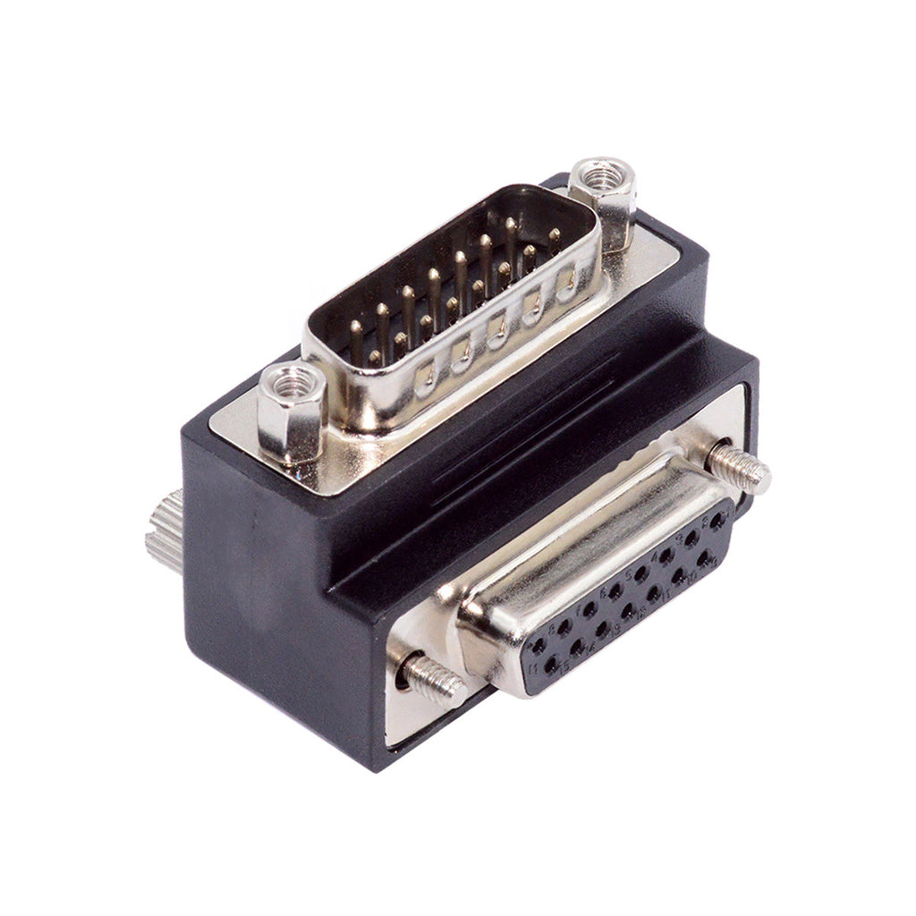 DSUB RS232 D-subminiature 15pin Male Nut to Female Screw Extension Adapter DB Connector Up 90 Degree Angled DB-017-UP