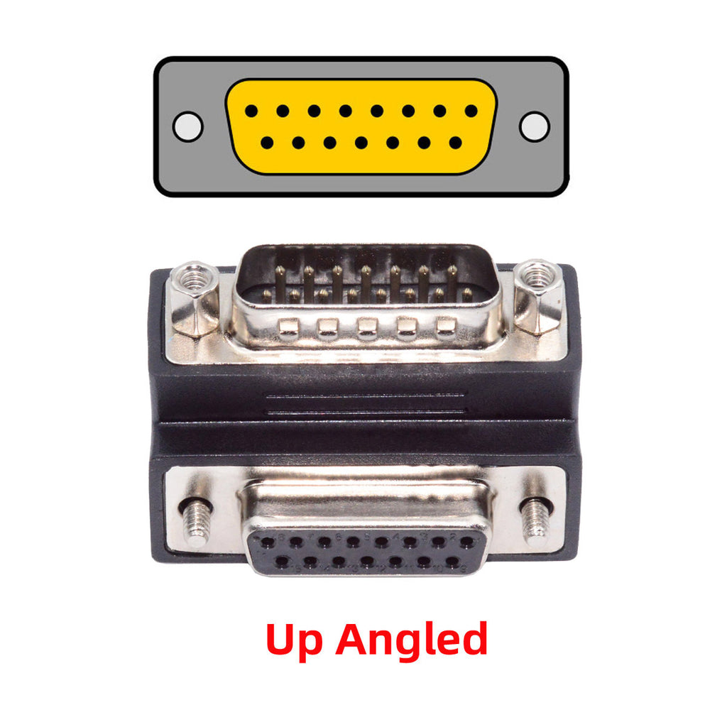 DSUB RS232 D-subminiature 15pin Male Nut to Female Screw Extension Adapter DB Connector Up 90 Degree Angled DB-017-UP