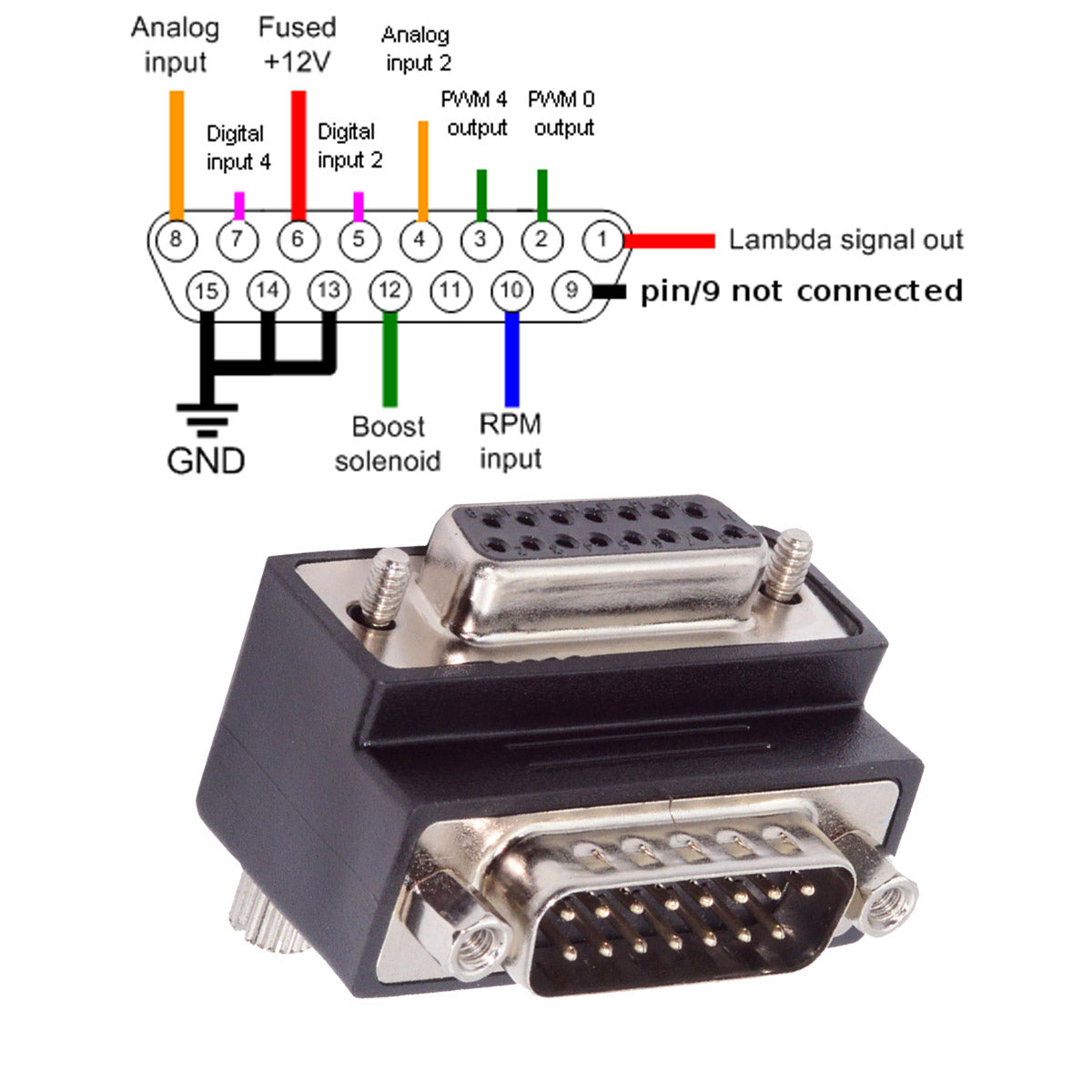 DSUB RS232 D-subminiature 15pin Male Nut to Female Screw Extension Adapter DB Connector Up 90 Degree Angled DB-017-UP