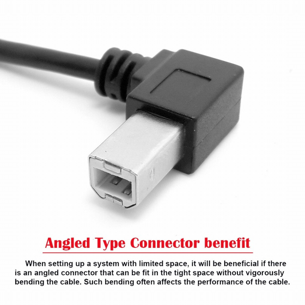 USB 2.0 B Type Male to Female Extension Cable Right Angled 90 Degree 20cm for Printer Scanner Disk U2-068-RI