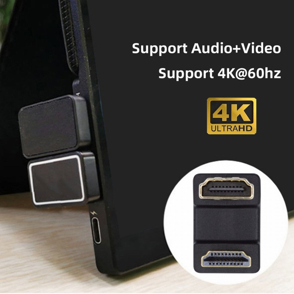 Standard HDMI 1.4 Male Type-A to HDMI Female Port Savers 360 Degree Down Opposite U Shape Back Angled Extension Adapter Converter HD-019-DN