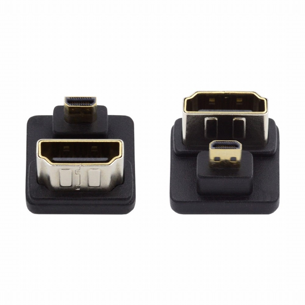 Micro HDMI 1.4 Male Type-D to HDMI Female Port Savers 360 Degree Down Opposite U Shape Back Angled Extension Adapter Converter HD-020-DN