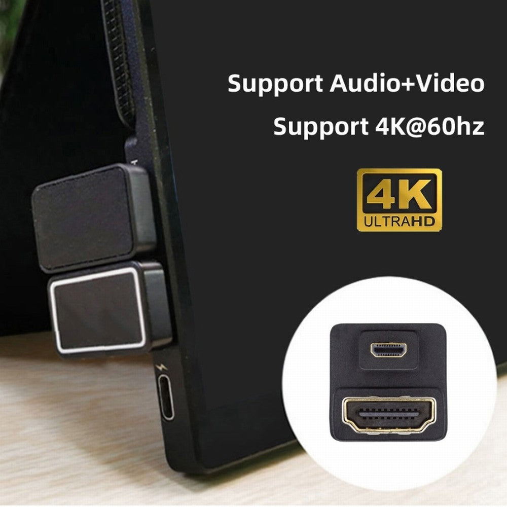 Micro HDMI 1.4 Male Type-D to HDMI Female Port Savers 360 Degree Down Opposite U Shape Back Angled Extension Adapter Converter HD-020-DN