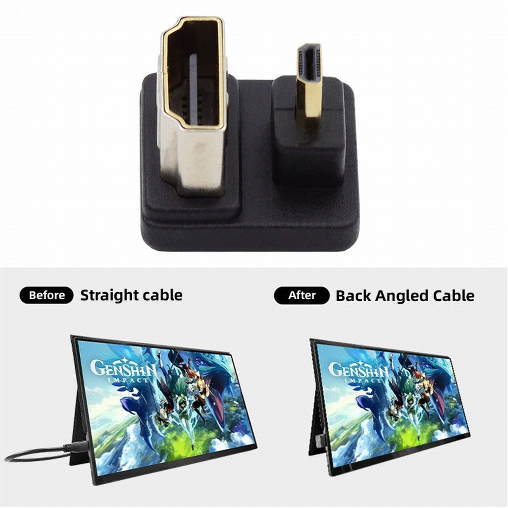 Micro HDMI 1.4 Male Type-D to HDMI Female Port Savers 360 Degree Down Opposite U Shape Back Angled Extension Adapter Converter HD-020-DN