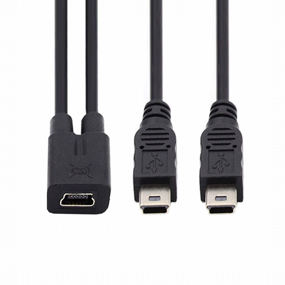 Mini USB 2.0 Female DC 5V to Dual Mini USB 5Pin Male Splitter Extension Charge Cable U2-069-TC004
