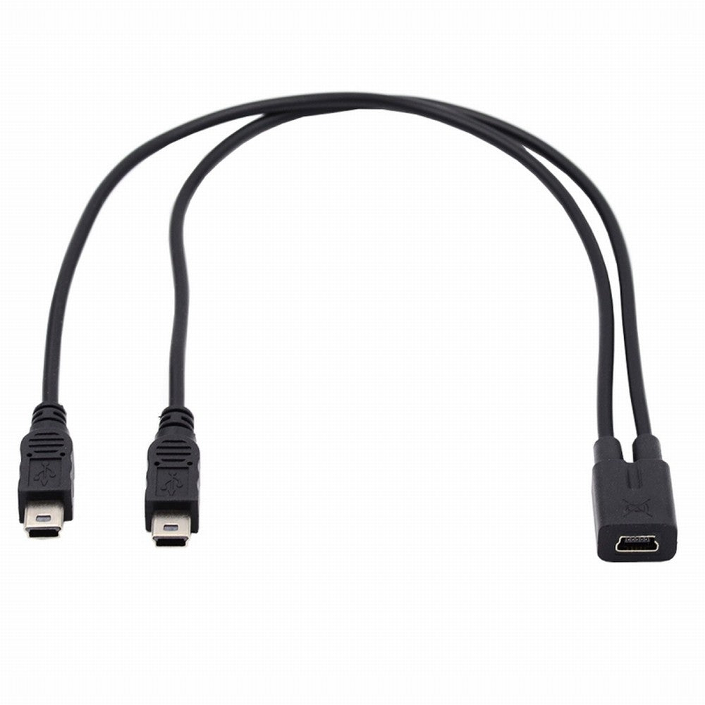 Mini USB 2.0 Female DC 5V to Dual Mini USB 5Pin Male Splitter Extension Charge Cable U2-069-TC004