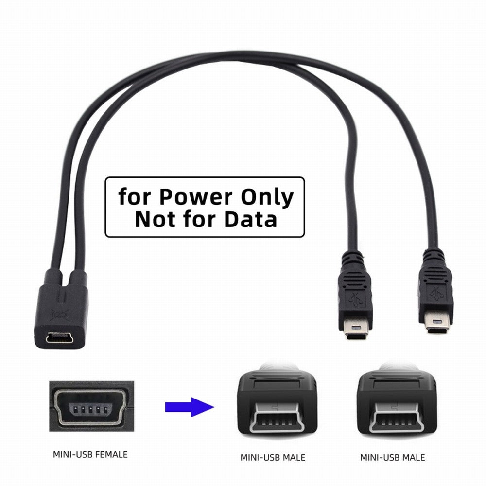 Mini USB 2.0 Female DC 5V to Dual Mini USB 5Pin Male Splitter Extension Charge Cable U2-069-TC004