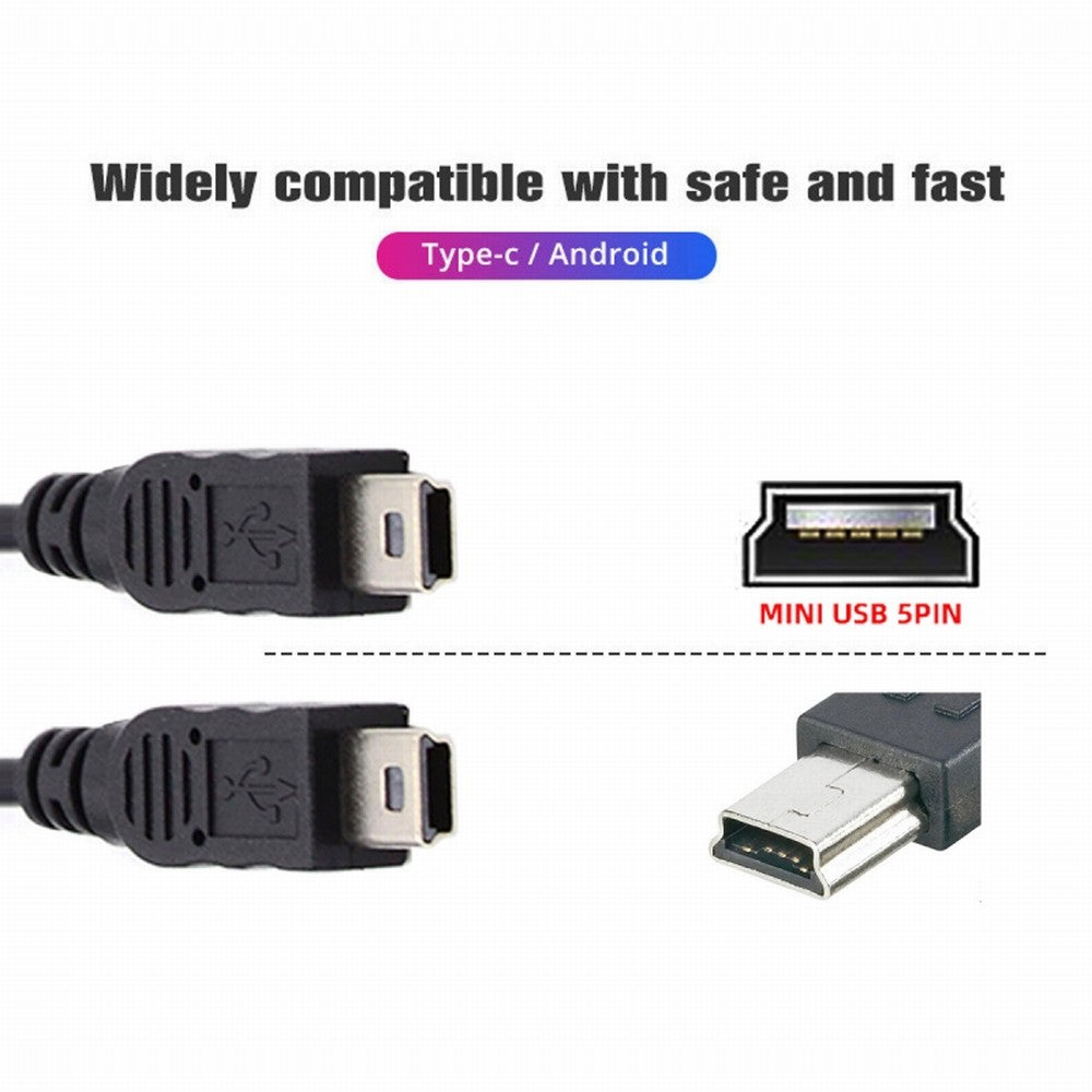 Mini USB 2.0 Female DC 5V to Dual Mini USB 5Pin Male Splitter Extension Charge Cable U2-069-TC004